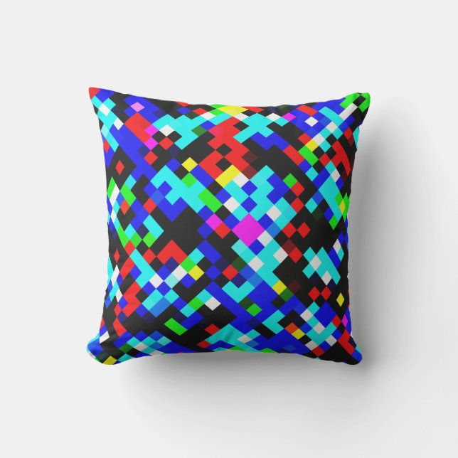 Brightly Colourful Multicolor Mosaic Pattern Cushion (Front)
