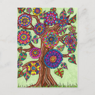 Brightly Flowering Tree of Life Postcard
