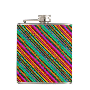 Brightly Multicolored Stripes Hip Flask