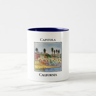 Brightly Painted Cottages, Capitola, California Two-Tone Coffee Mug