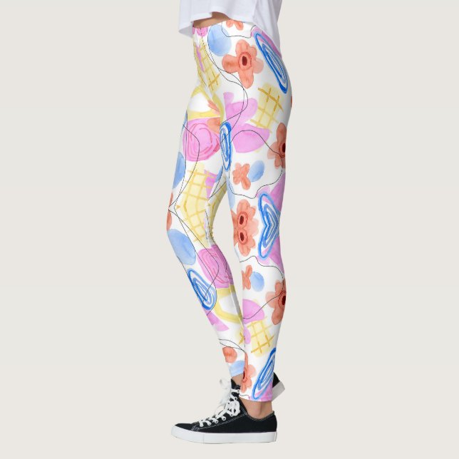 Brightly patterned leggings with abstract (Left)