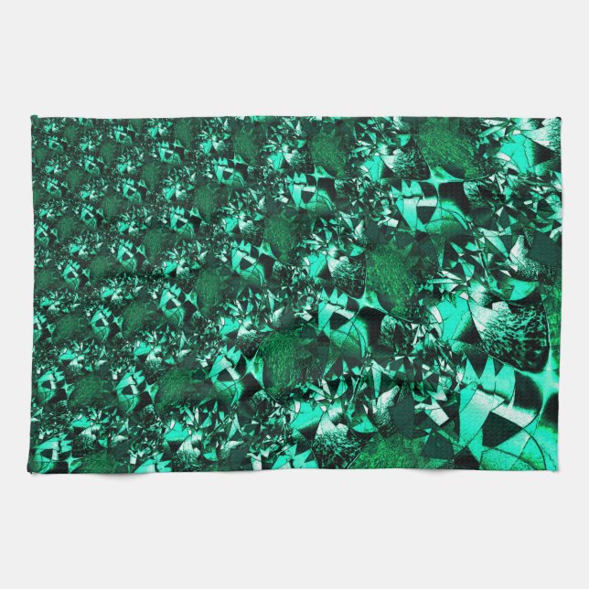 Brightness, relief-like green tones tea towel (Horizontal)