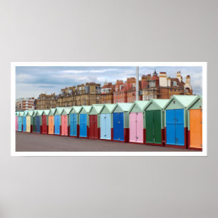 Brighton and Hove Beach Colourful Huts Poster