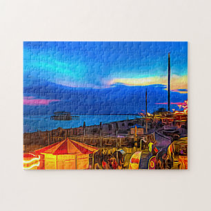 Brighton and Hove Beach & Sunset Digital Painting Jigsaw Puzzle