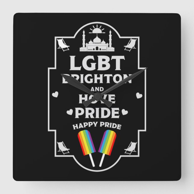 Brighton and Hove pride Square Wall Clock (Front)