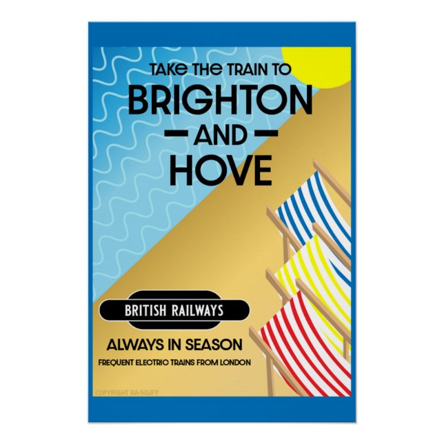 Brighton And Hove Train Travel Beach Art Poster (Front)