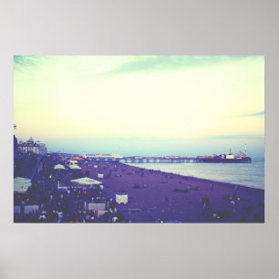 Brighton beach and pier, UK Poster