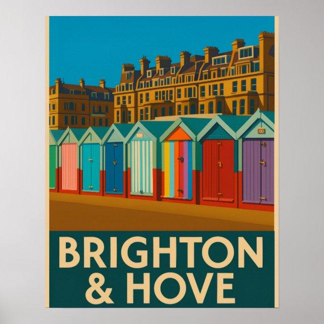 Brighton Beach Huts – Colourful Seaside Print (Front)