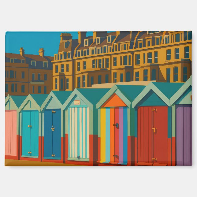 Brighton Beach Huts – Colourful Seaside Print Magnet (Front)