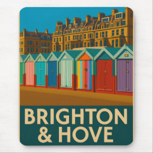 Brighton Beach Huts – Colourful Seaside Print Mouse Pad