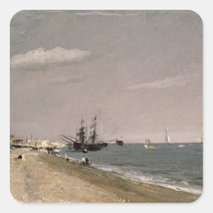 Brighton Beach with colliers, 1824 Square Sticker