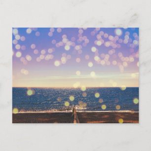 Brighton Beach with Glowing Lights Holiday Postcard