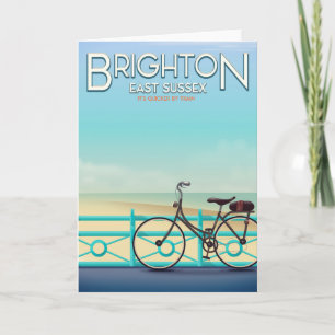 Brighton, East Sussex vintage travel poster. Holiday Card