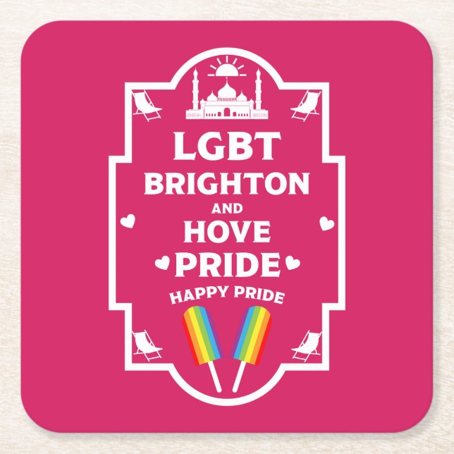 Brighton Gay Pride Square Paper Coaster (Front)