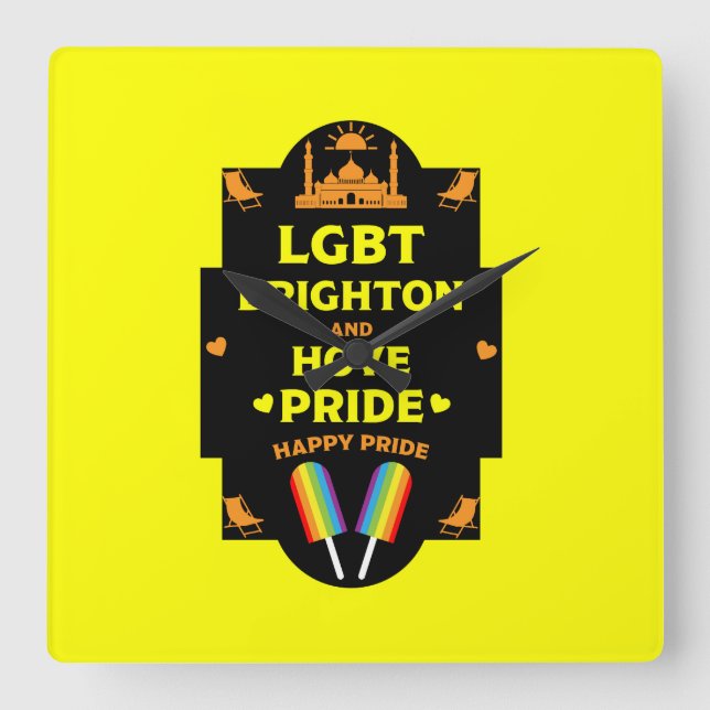 Brighton Gay Pride Square Wall Clock (Front)