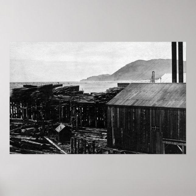 Brighton, Oregon Lumber Mills on Coast Photograp Poster (Front)
