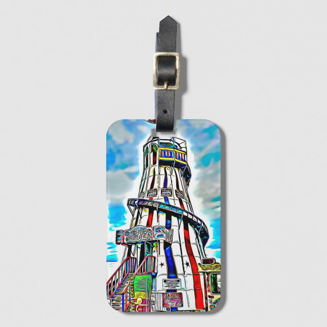 Brighton Palace Pier Fairground Rides Luggage Tag (Front Vertical)