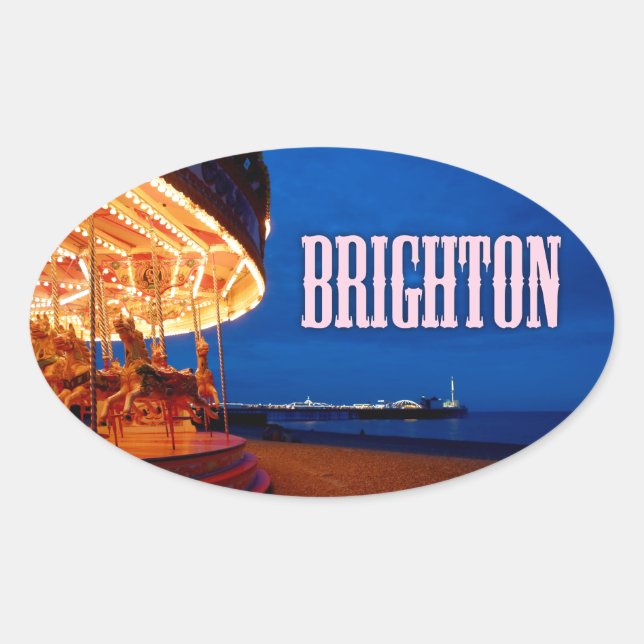 Brighton Pier - Beautiful! Oval Sticker (Front)