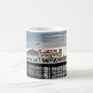 Brighton Pier & Cloudy Sky Digital Painting  Coffee Mug