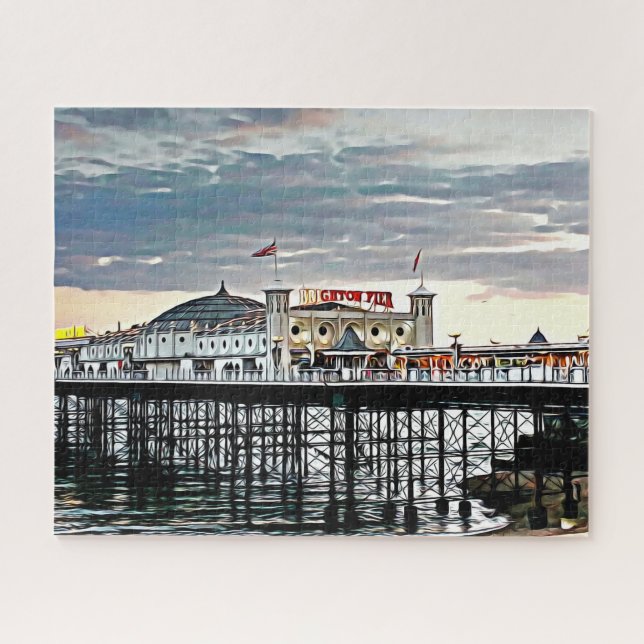 Brighton Pier & Cloudy Sky Digital Painting Jigsaw Puzzle (Horizontal)