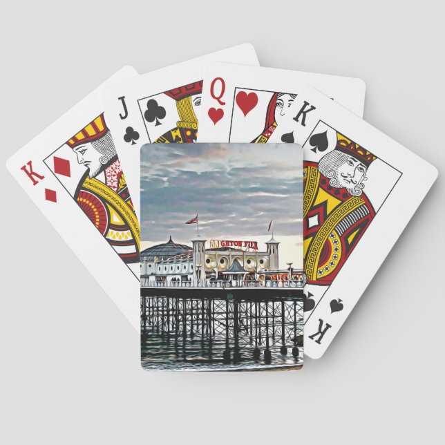 Brighton Pier & Cloudy Sky Digital Painting Playing Cards (Back)