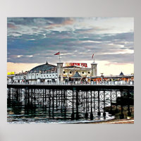 Brighton Pier & Cloudy Sky Digital Painting