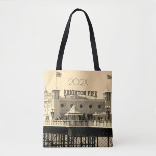 Brighton Pier ENGLAND Year Travel Vacation  Tote Bag