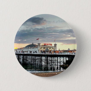 Brighton Pier Sunset 6 Cm Round Badge