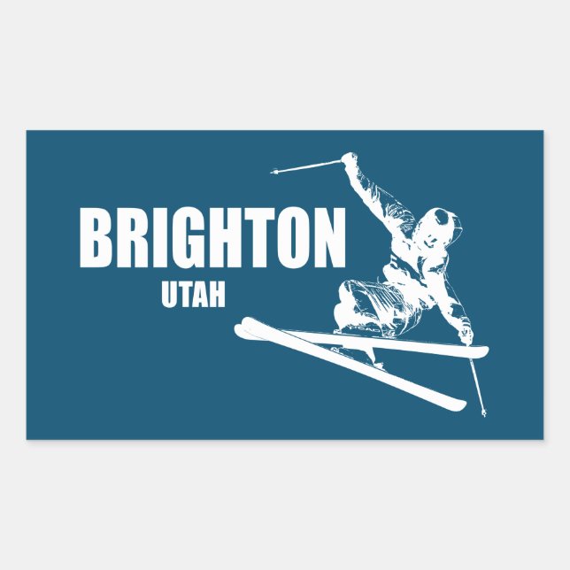 Brighton Resort Utah Skier Rectangular Sticker (Front)