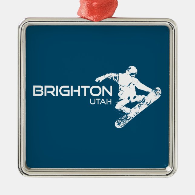 Brighton Resort Utah Snowboarder Metal Ornament (Front)