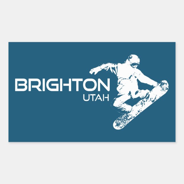 Brighton Resort Utah Snowboarder Rectangular Sticker (Front)