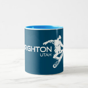 Brighton Resort Utah Snowboarder Two-Tone Coffee Mug