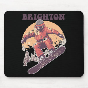 Brighton Utah Retro Snowboard  Mouse Pad