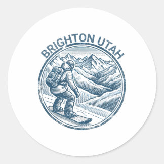 Brighton Utah Snowboarding Snowboarder  Classic Round Sticker