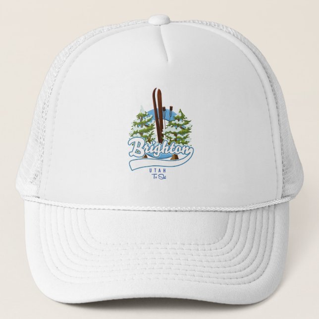 Brighton Utah to ski logo Trucker Hat (Front)