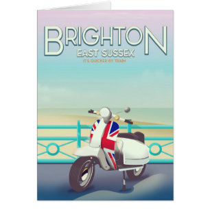 Brighton Vintage union jack scooter travel poster
