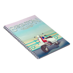 Brighton Vintage union jack scooter travel poster Notebook