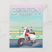 Brighton Vintage union jack scooter travel poster