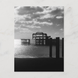 Brighton West Pier black & white Postcard