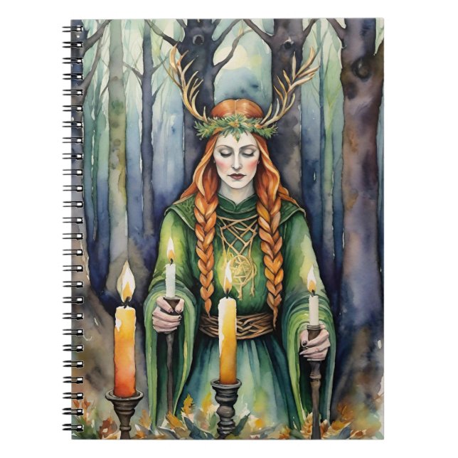Brigid Imbolc Candlelight Forest Celtic Wiccan Notebook (Front)