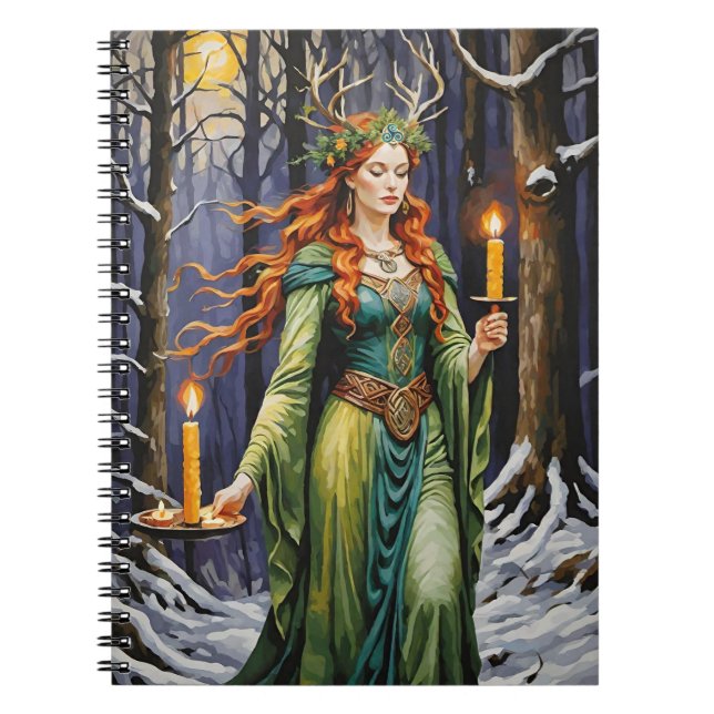 Brigid Imbolc Candlelight Forest Celtic Wiccan Notebook (Front)
