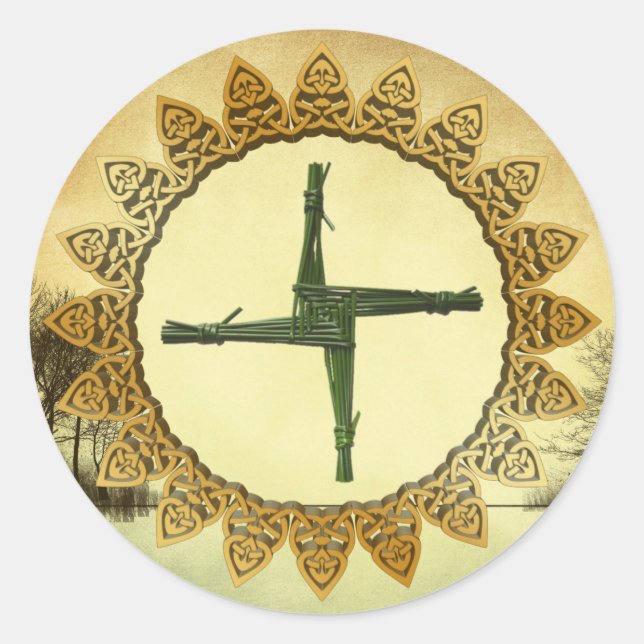 Brigid's Cross Imbolc Pagan Wiccan Holiday Classic Round Sticker (Front)