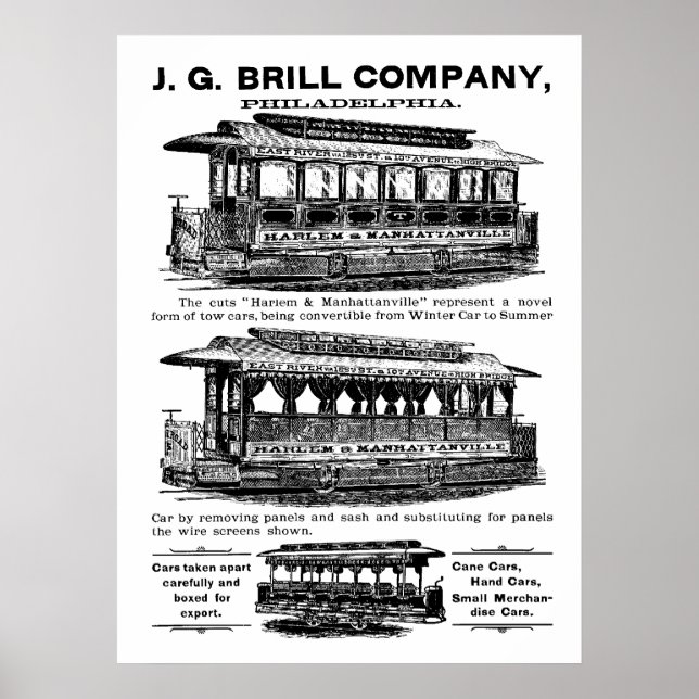 Brill Company Streetcars and Trolleys  Poster (Front)