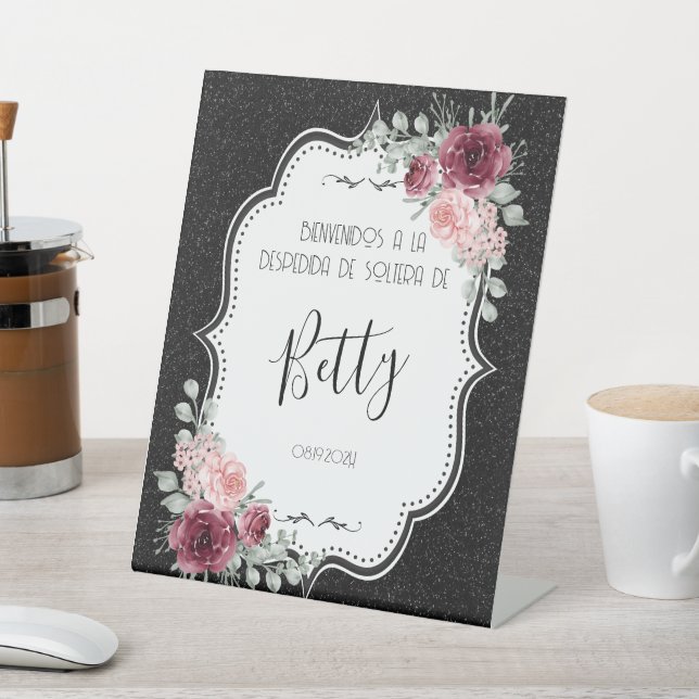 Brillantina Negra y Rosas Signo de pedestal Pedestal Sign (In SItu)