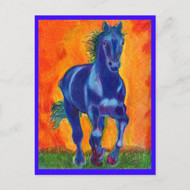 Brillian Blue Horse Postcard (Front)
