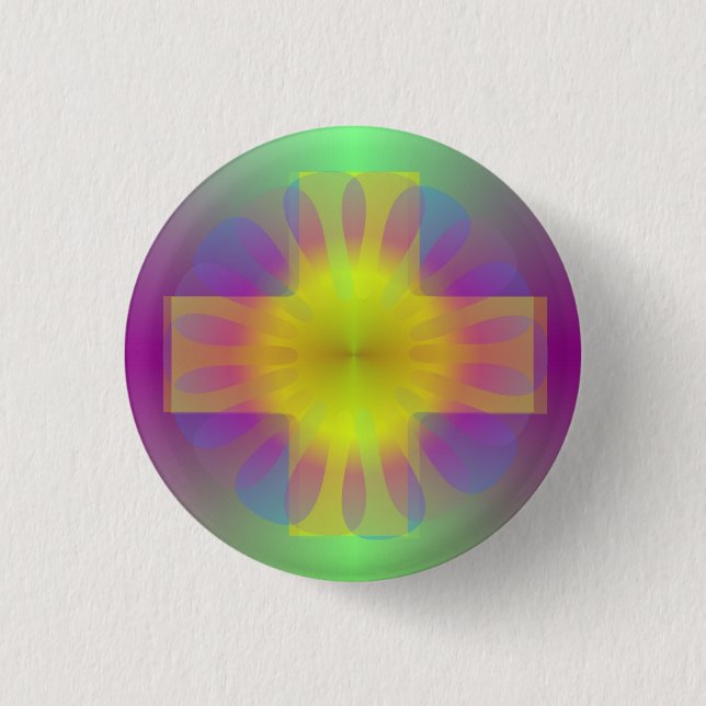 Brilliance Cross 3 Cm Round Badge (Front)