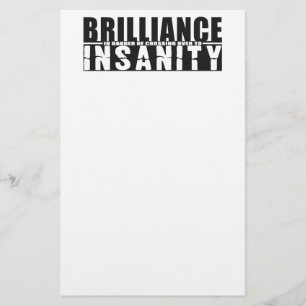 BRILLIANCE VS INSANITY custom stationary Stationery