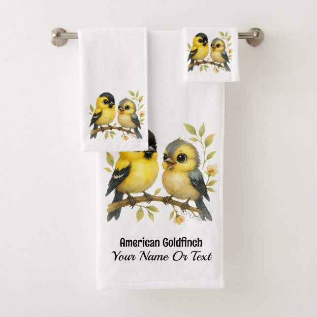 Brilliant American Goldfinch Bath Towel Set (Insitu)