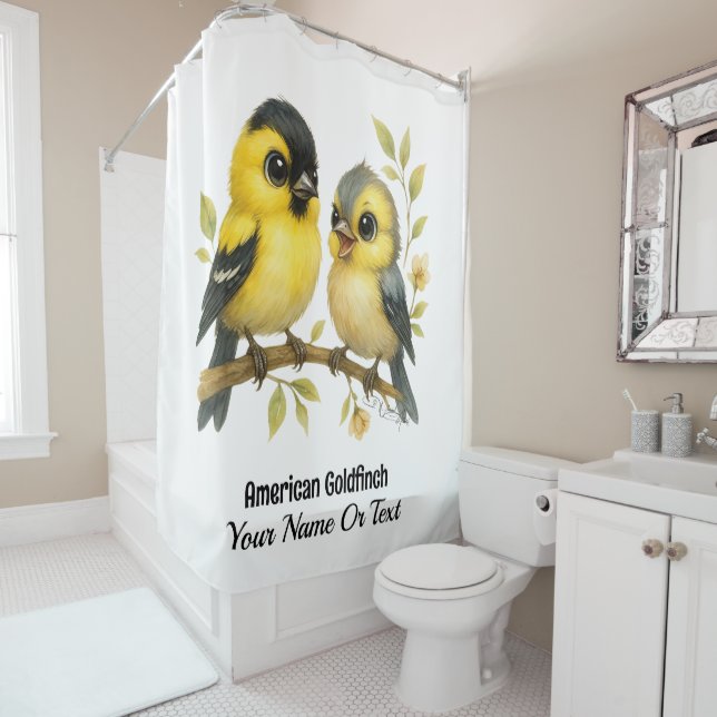 Brilliant American Goldfinch Shower Curtain (In Situ)