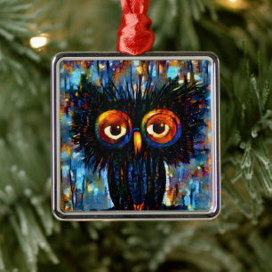 Brilliant and Wise Owl Metal Ornament